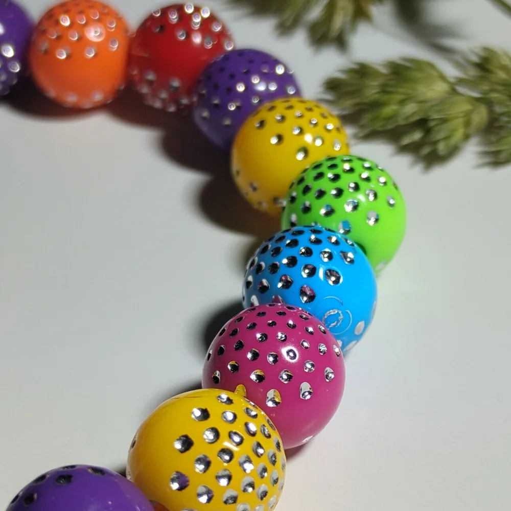 Multicolor Beaded Bracelet with Rhinestones - Picture 3 of 4